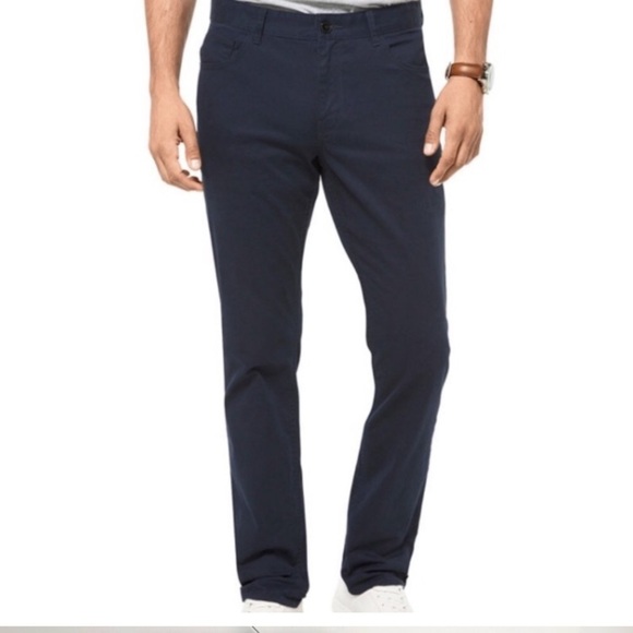 Michael Kors Men’s Parker Slim Fit Navy Twill Pants Sz 32/32 EUC - Picture 1 of 12